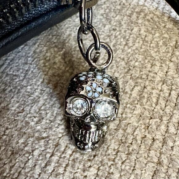 BETSEY JOHNSON Skull Studs BLK LTR Quilted Hobo Shoulder Bag Halloween Goth Y2K - Picture 6 of 16